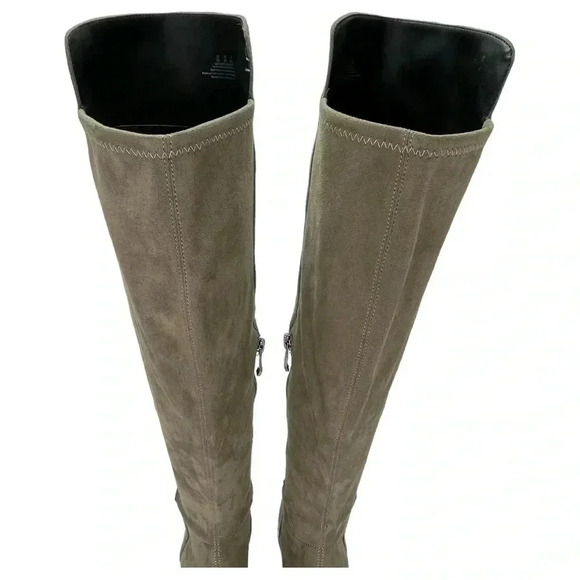 DKNY Cilli Womens OTK Stretch Microsuede Light Military Green Boots Size 5M - Picture 12 of 16